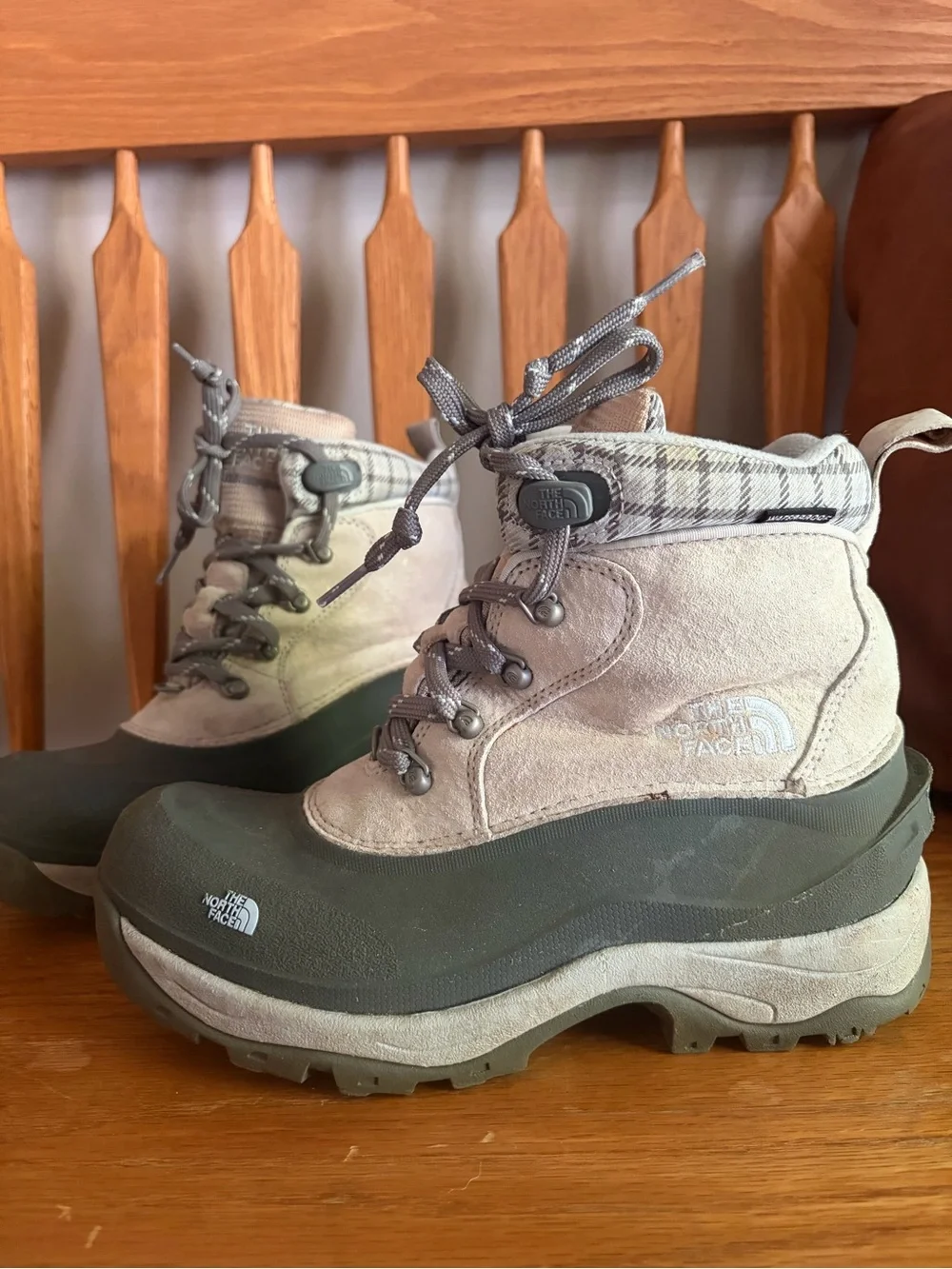 The North Face Beige and Gray Women's Insulated Winter Boots